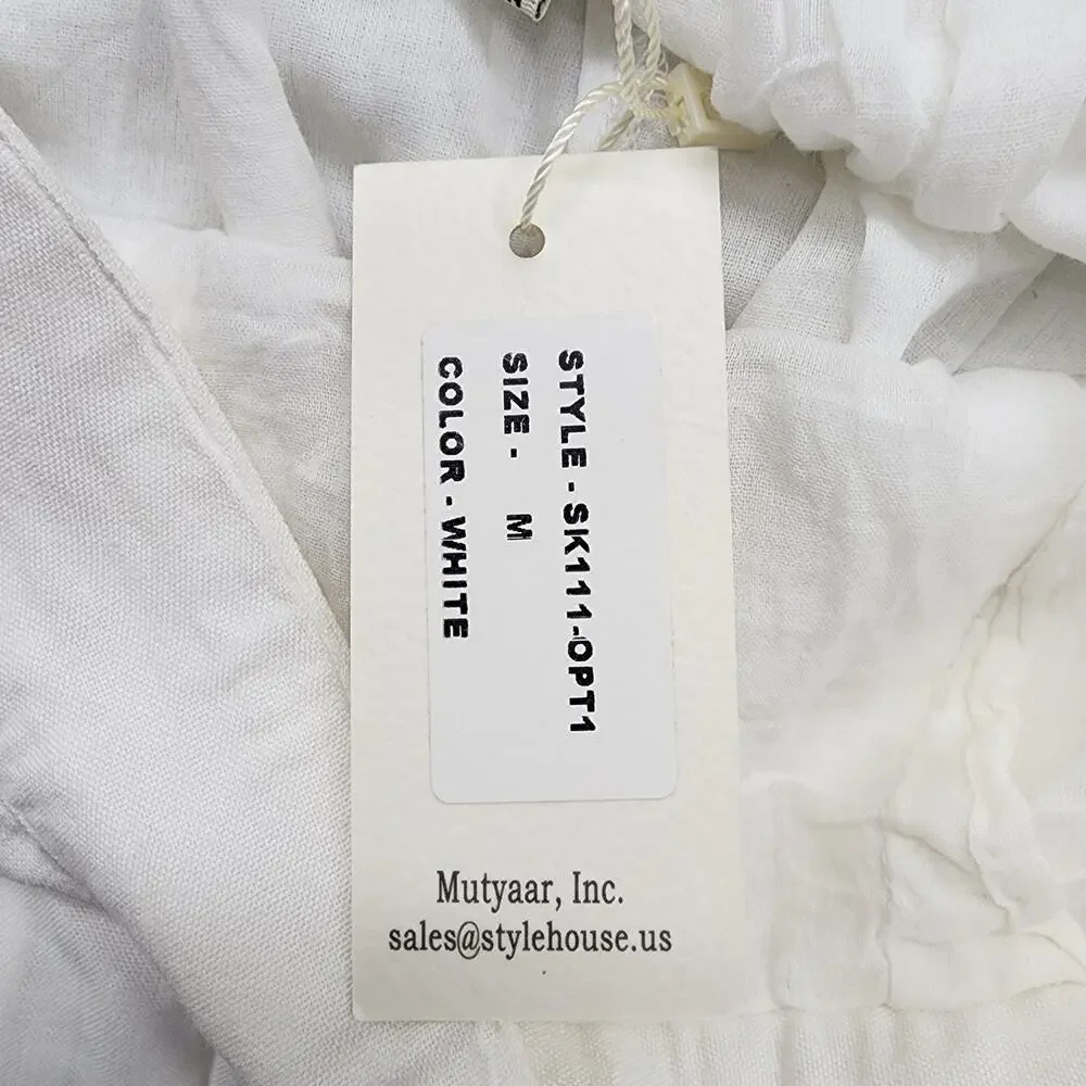 NEW Sim & Sam Skirt Size M White Pleated‎ Mini Tennis Rayon Cotton Preppy Lined_4
